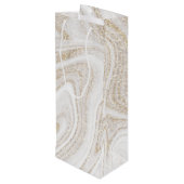 Matig witte marmer glitter wijn cadeautas (Achterkant Gekanteld)