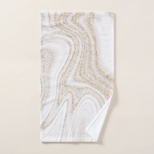 Matig witte marmer met goudglitter bad handdoek (Handdoek)