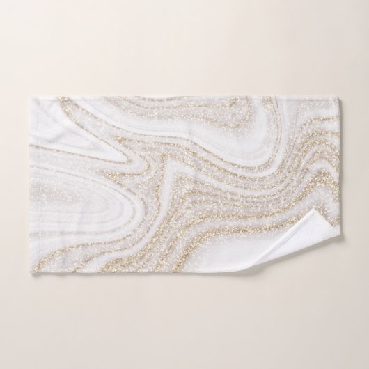 Matig witte marmer met goudglitter bad handdoek (Handdoek)