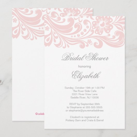 Matig Zacht Roze Zacht Vrijgezellenfeest Formele Kaart (Voorkant / Achterkant)