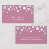 Matig Zilver Confetti Stippen Meisroze Visitekaartje (Voorkant / Achterkant)
