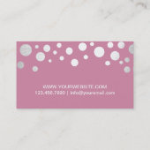 Matig Zilver Confetti Stippen Meisroze Visitekaartje (Achterkant)