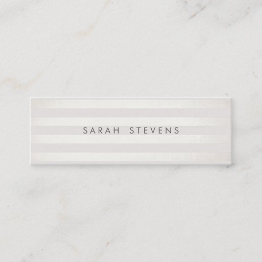 Matig zilver dun van witte gestreept zalonspa mini visitekaartje (Voorkant)