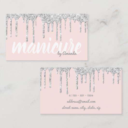 Matig zilverglitter drijft mest visitekaartje (Voorkant / Achterkant)