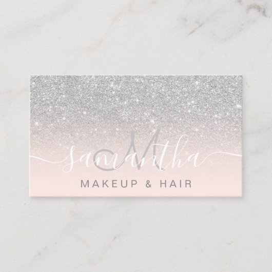 Matig zilverglitter ombre blush make-up hair visitekaartje (Voorkant)