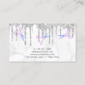 Matig zilverglitter witte marmer visitekaartje (Achterkant)