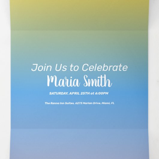 Matig zoete 16-gele regenboogombre 2-toon drieluik uitnodiging (Binnenkant midden)