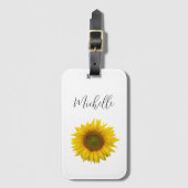 Matig zonnebloem, aangepast elegant script bagagelabel (Voorkant (verticaal))
