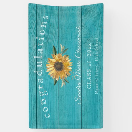 Matig zonnebloem afstuderen Rustisch blauwgroen ho Spandoek (Verticaal)