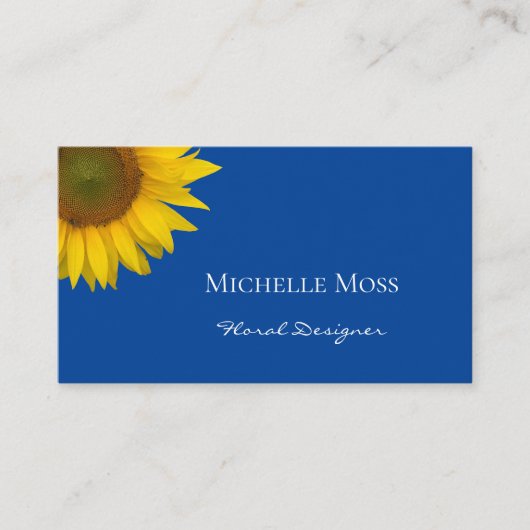 Matig zonnebloem Blauw Visitekaartje (Voorkant)