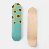 Matig Zonnebloem Blauwgroen, speciaal aangepast Persoonlijk Skateboard (Voorkant)