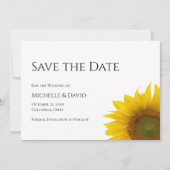 Matig zonnebloem Floral Weddenschap Black White Save The Date (Voorkant)