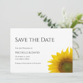 Matig zonnebloem Floral Weddenschap Black White Save The Date (Staand voorkant)