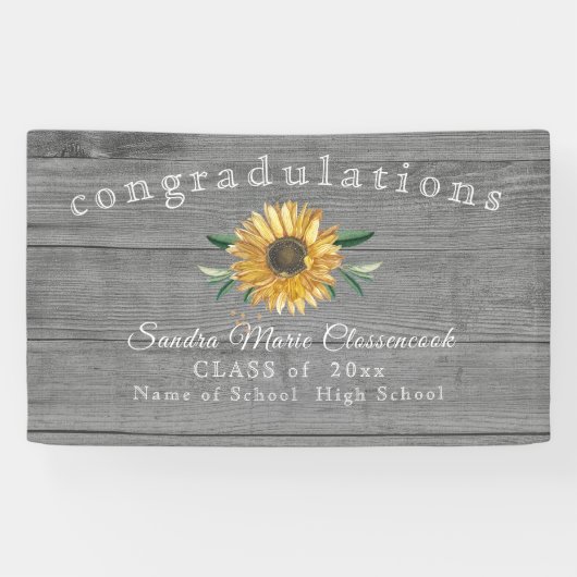 Matig zonnebloemafstuderen Rustic Grey Wood Spandoek (Horizontaal)