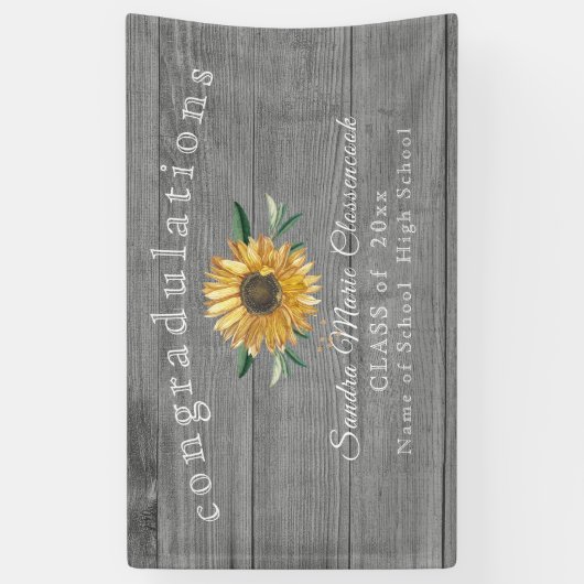 Matig zonnebloemafstuderen Rustic Grey Wood Spandoek (Verticaal)