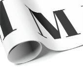 Matig zwart, aangepast initiaal monogram cadeaupapier (Rol Hoek)