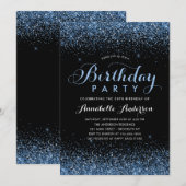 Matig zwart blauw glitter bespaart elke dag kaart (Voorkant / Achterkant)