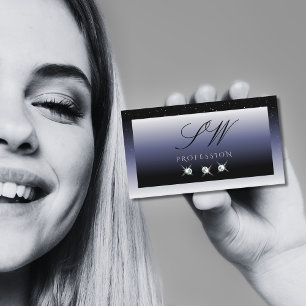 Matig zwart-blauw gradiënt monogram voor juwelen visitekaartje