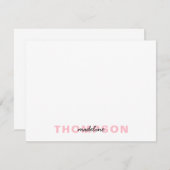 Matig zwart Blush roze naam minimalistisch script Notitiekaartje (Voorkant / Achterkant)