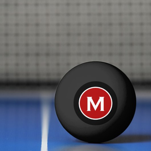 Matig zwart Classic Red Monogram Pingpongbal (Net)