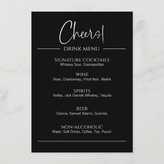Matig zwart Drink flatmenu Menu (Voorkant)