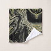 Matig zwart geel abstract marmerpatroon bad handdoek (Wasdoekje)