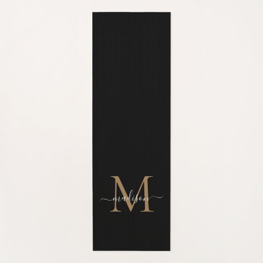 Matig zwart goudmonogram elegant eminine-script yogamat (Voorkant)