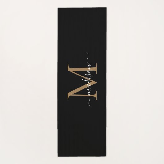 Matig zwart goudmonogram elegant eminine-script yogamat (Achterkant)