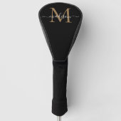 Matig zwart goudmonogram meisje legant script golfheadcover (Voorkant)