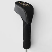 Matig zwart goudmonogram meisje legant script golfheadcover (Schuin)