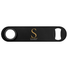 Matig zwart goudmonogram meisje legant script speed flessenopener