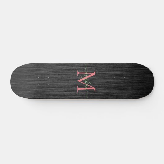 Matig zwart goudmonogram Roos Persoonlijk Skateboard (Horizontaal)
