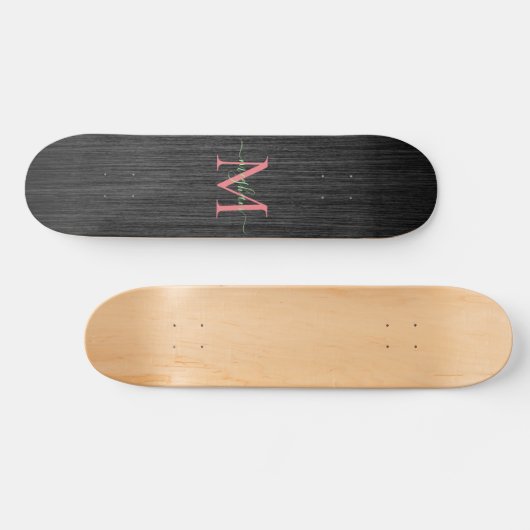 Matig zwart goudmonogram Roos Persoonlijk Skateboard (Horizontaal)
