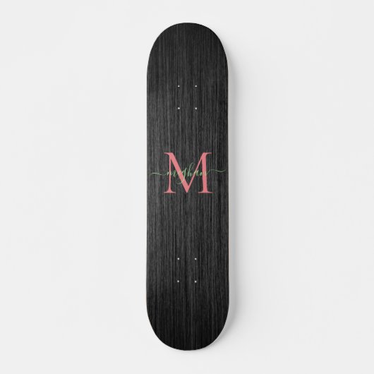 Matig zwart goudmonogram Roos Persoonlijk Skateboard (Voorkant)