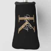 Matig zwart goudmonogram script golfheadcover (Draai 90)