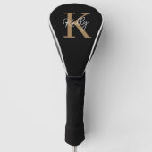 Matig zwart goudmonogram script golfheadcover (Voorkant)