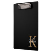 Matig zwart goudmonogram script klembord (Links)