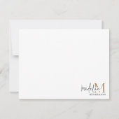 Matig zwart goudmonogram script notitiekaartje (Voorkant)