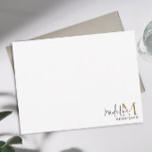 Matig zwart goudmonogram script notitiekaartje