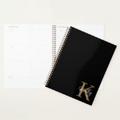 Matig zwart goudmonogram script planner (Display)