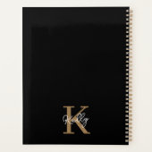 Matig zwart goudmonogram script planner (Achterkant)