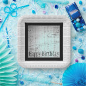 Matig zwart grijs en wit papieren bordje (Feest)