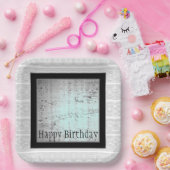 Matig zwart grijs en wit papieren bordje (Feest)