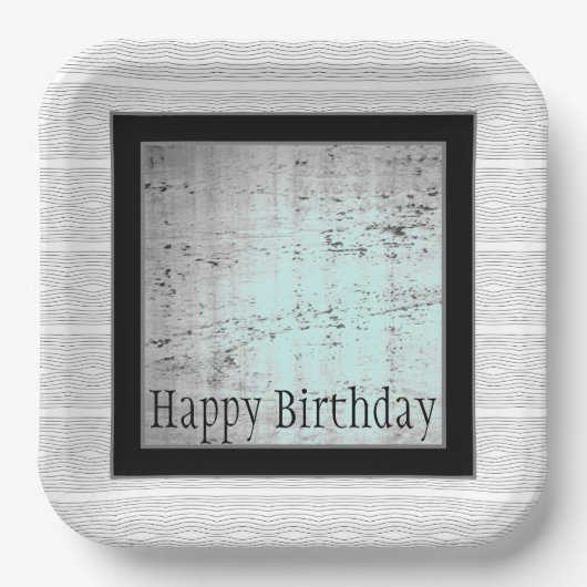 Matig zwart grijs en wit papieren bordje (Voorkant)