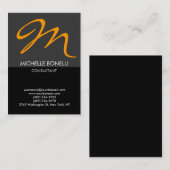 Matig zwart grijs geel monogram visitekaartje (Voorkant / Achterkant)