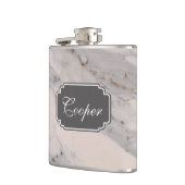 Matig zwart grijs roze marmer heupfles (Links)