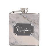 Matig zwart grijs roze marmer heupfles (Voorkant)