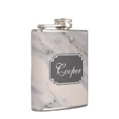 Matig zwart grijs roze marmer heupfles (Rechts)