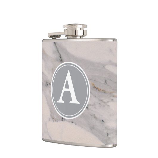 Matig zwart grijs roze marmer heupfles (Links)