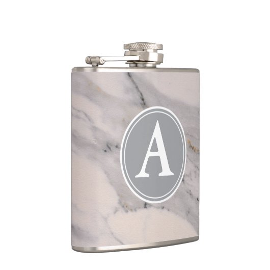 Matig zwart grijs roze marmer heupfles (Rechts)